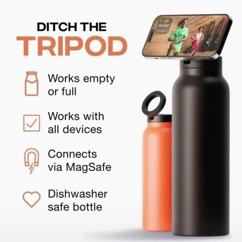 24 oz Insulated Stainless Steel Water Bottle With Phone Mount