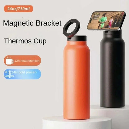 24 oz Insulated Stainless Steel Water Bottle With Phone Mount