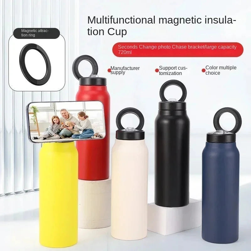 24 oz Insulated Stainless Steel Water Bottle With Phone Mount