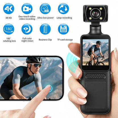 4K WiFi Action Body Camera with 180° Rotating Lens