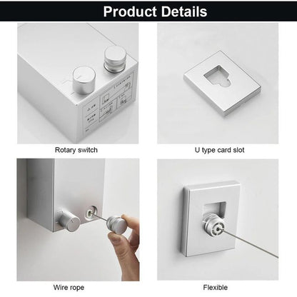 Wall Mounted Retractable Clothesline | Stainless Steel Invisible Laundry Drying Line | Heavy Duty Space Saving Clothes Dryer Rack