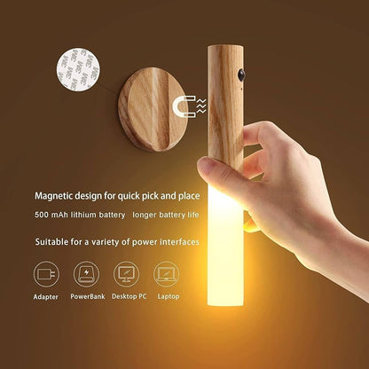 The Gravity-Mount: Rechargeable Wooden LED Night Light