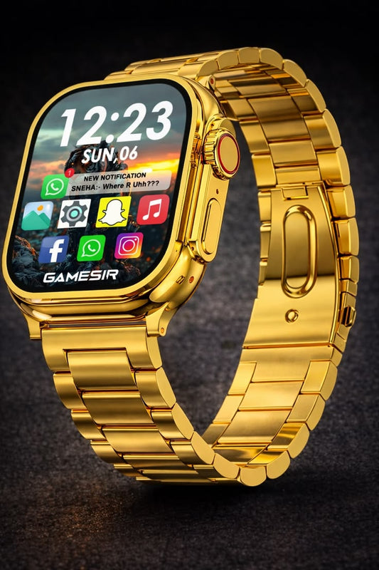 Luxury Gold Smart Watch for Men & Women – Bluetooth Call, Fitness Tracker, HD Touchscreen, Waterproof Smartwatch