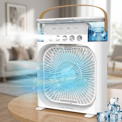 Portable Mini Air Conditioner Fan with Mist Humidifier, USB Rechargeable 5-Speed Cooling Fan, LED Night Light for Home & Office