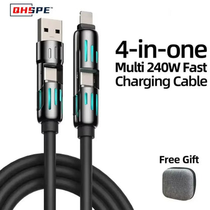 240W 4-in-1 USB Charging Cable Type-C & Lightning