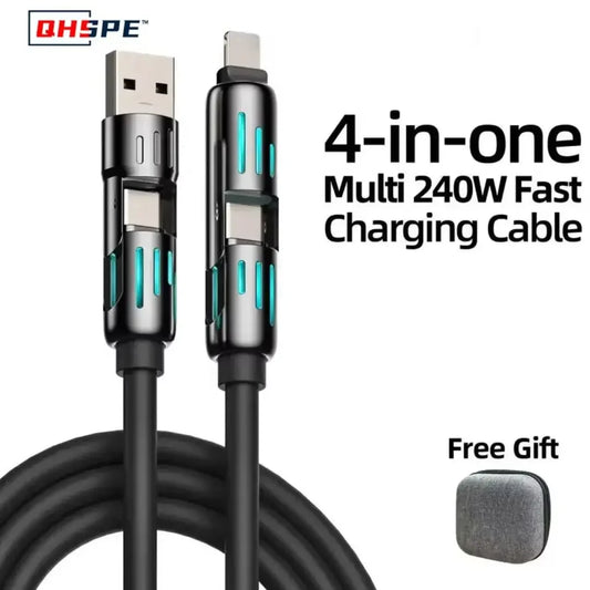 240W 4-in-1 USB Charging Cable Type-C & Lightning