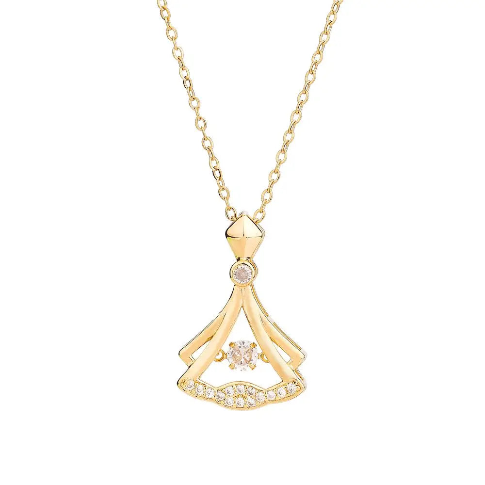 Stainless Steel Zircon Heart Pendant Necklace Set