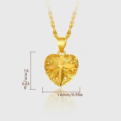 Gold Heart Pendant Necklace For Women Classic Chain