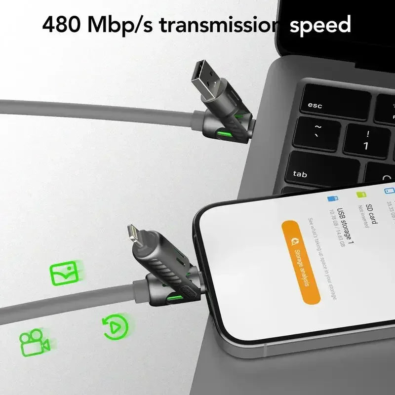 240W 4-in-1 USB Charging Cable Type-C & Lightning