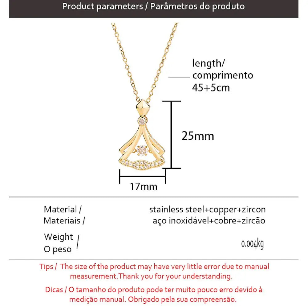 Stainless Steel Zircon Heart Pendant Necklace Set