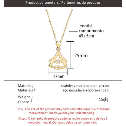 Stainless Steel Zircon Heart Pendant Necklace Set