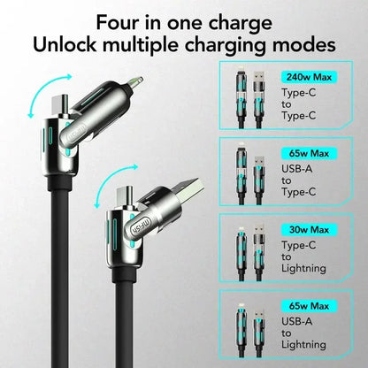 240W 4-in-1 USB Charging Cable Type-C & Lightning