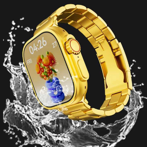 Luxury Gold Smart Watch for Men & Women – Bluetooth Call, Fitness Tracker, HD Touchscreen, Waterproof Smartwatch