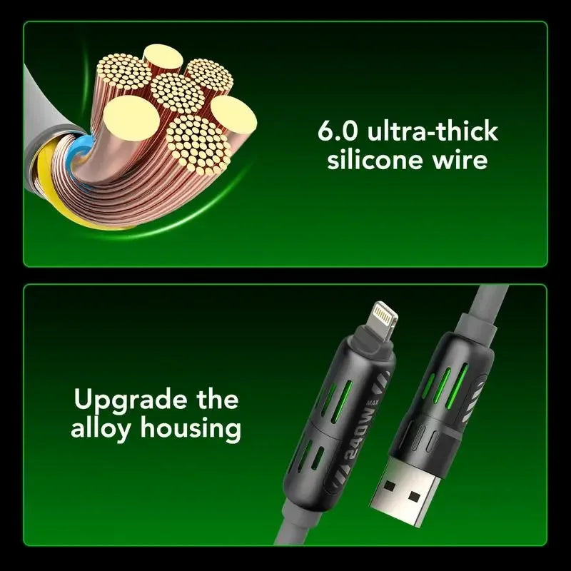 240W 4-in-1 USB Charging Cable Type-C & Lightning
