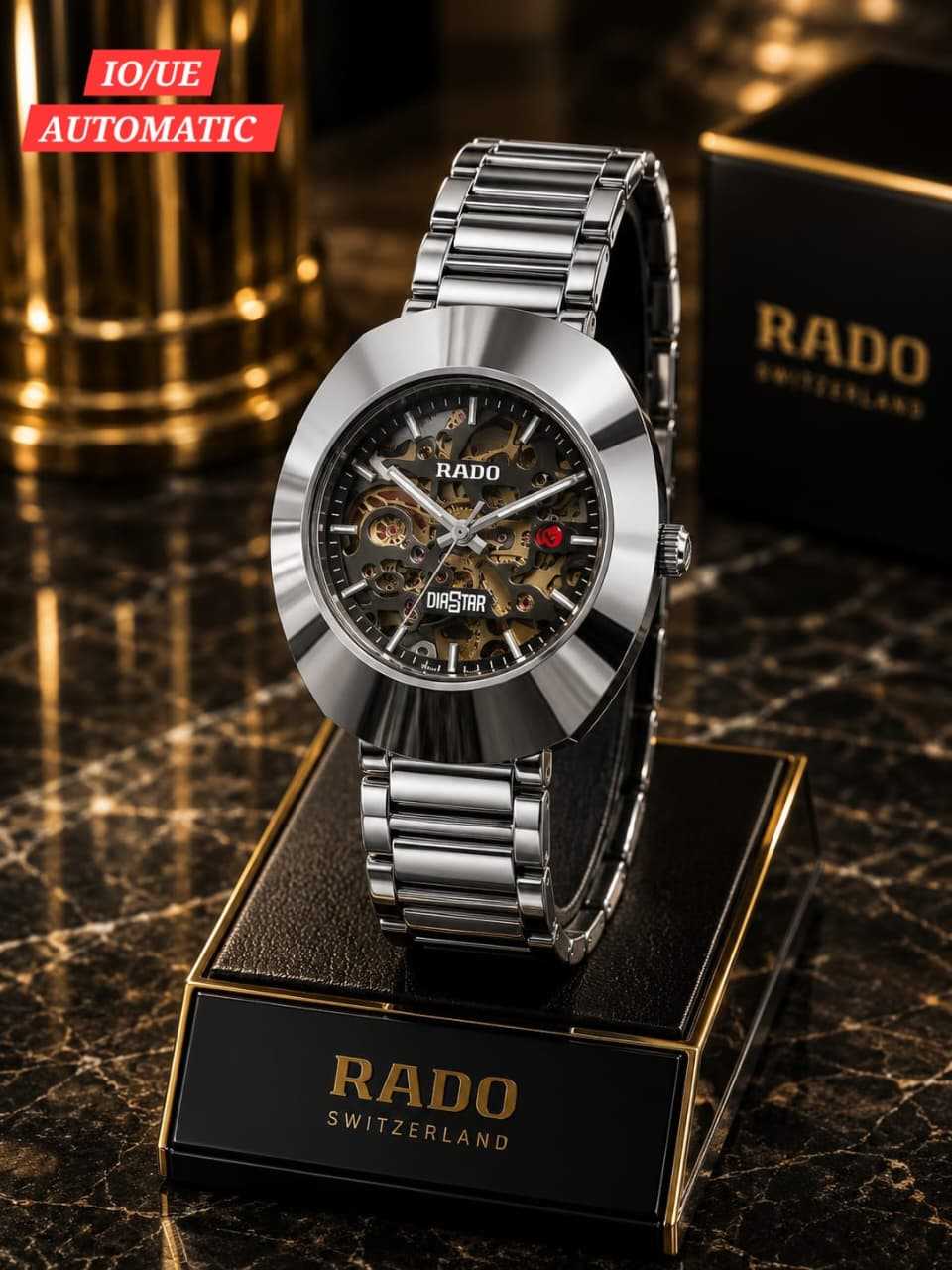 RADO DiaStar 10/UE Automatic Skeleton Watch for Men – Premium Stainless Steel Swiss Style Mechanical Wristwatch | Luxury Business Dress Watch