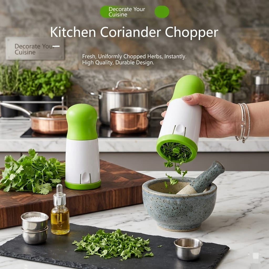 Manual Herb & Coriander Mill – Stainless Steel Leafy Green Vegetable Chopper