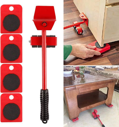 Heavy Duty Furniture Lifter & Moving Tool Set with 4 Wheels | Easy Furniture & Appliance Moving Roller Kit | Safe Home Moving Tool