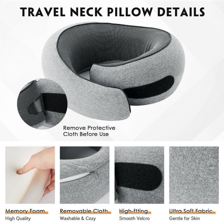 Portable Memory Foam Neck Pillow with 360° Ergonomic Support