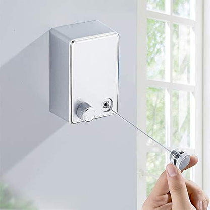 Wall Mounted Retractable Clothesline | Stainless Steel Invisible Laundry Drying Line | Heavy Duty Space Saving Clothes Dryer Rack