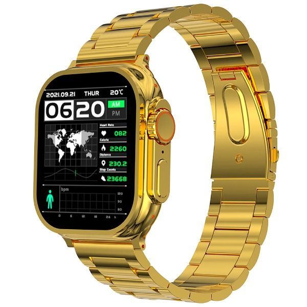 Luxury Gold Smart Watch for Men & Women – Bluetooth Call, Fitness Tracker, HD Touchscreen, Waterproof Smartwatch