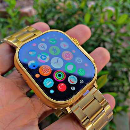 Luxury Gold Smart Watch for Men & Women – Bluetooth Call, Fitness Tracker, HD Touchscreen, Waterproof Smartwatch