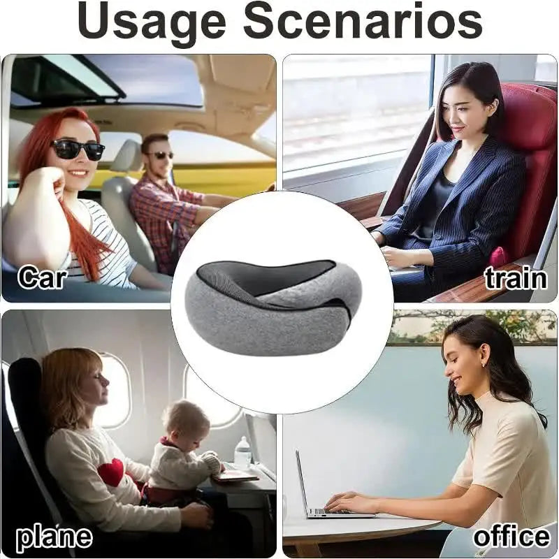Portable Memory Foam Neck Pillow with 360° Ergonomic Support